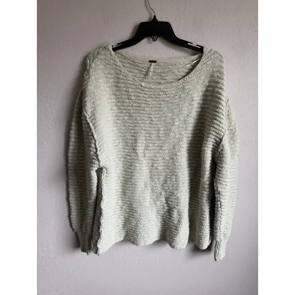 Free People Menace Oversize Knit Mint Green Crewneck Sweater Womens S